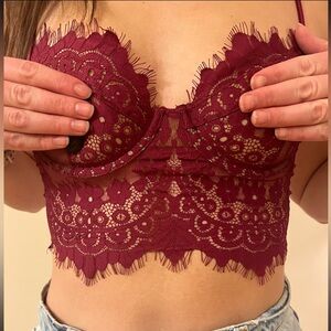 Magenta Lacey crop top/ bralette/ lingerie top